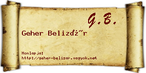 Geher Belizár névjegykártya